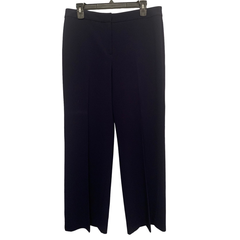 St. John Wide Leg Navy Blue Pleated Pants